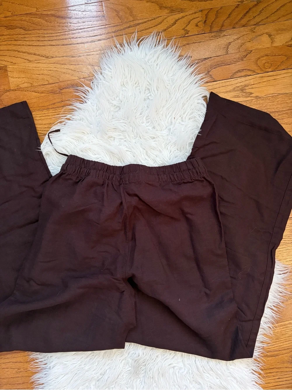 NWOT Linen H&M Wide Leg Drawstring Pants in Espresso Brown